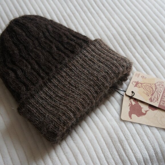 Andes Gifts Dark Brown & Light Brown Reversible 100% Alpaca Wool Beanie Hat - Picture 7 of 10